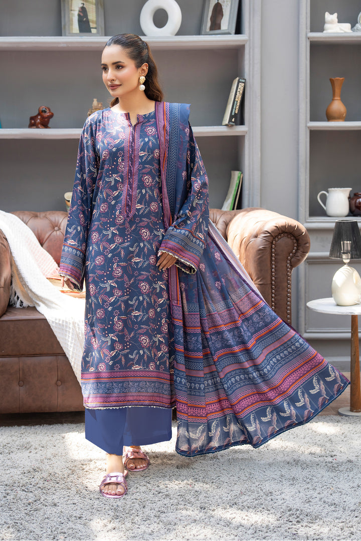 3 Piece Unstitched Dusky Blue Premium Linen