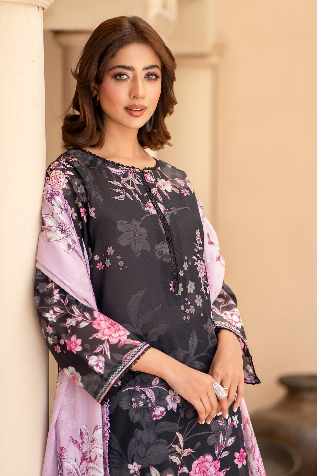 3 Pcs Unstitched Chic Black Lawn - SU25V20-S4 - JACQUARD CLOTHING