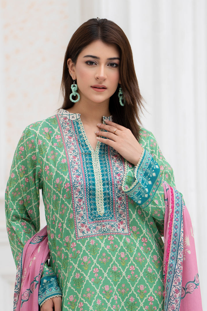 3 Pcs Unstitched Green Lawn - SU25V27-S5 - JACQUARD CLOTHING