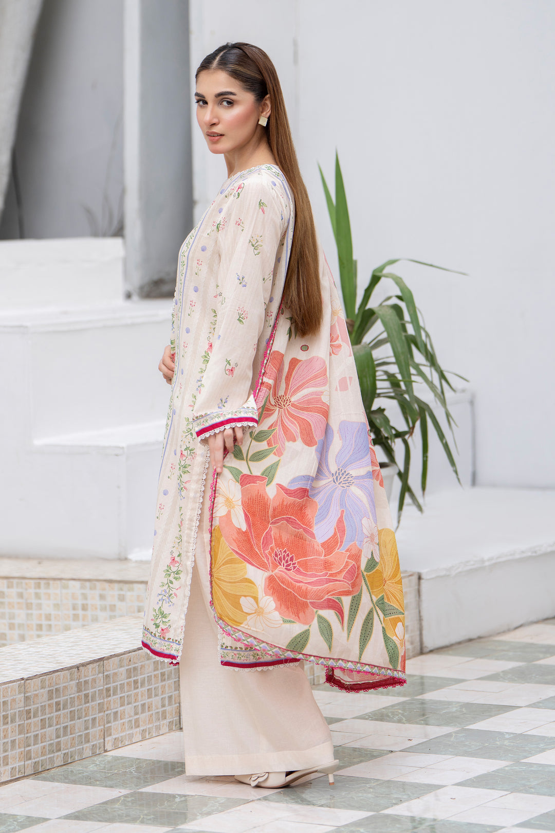 3 Pcs Unstitched Pearl Premium Lawn - SU25V32-S10 - JACQUARD CLOTHING
