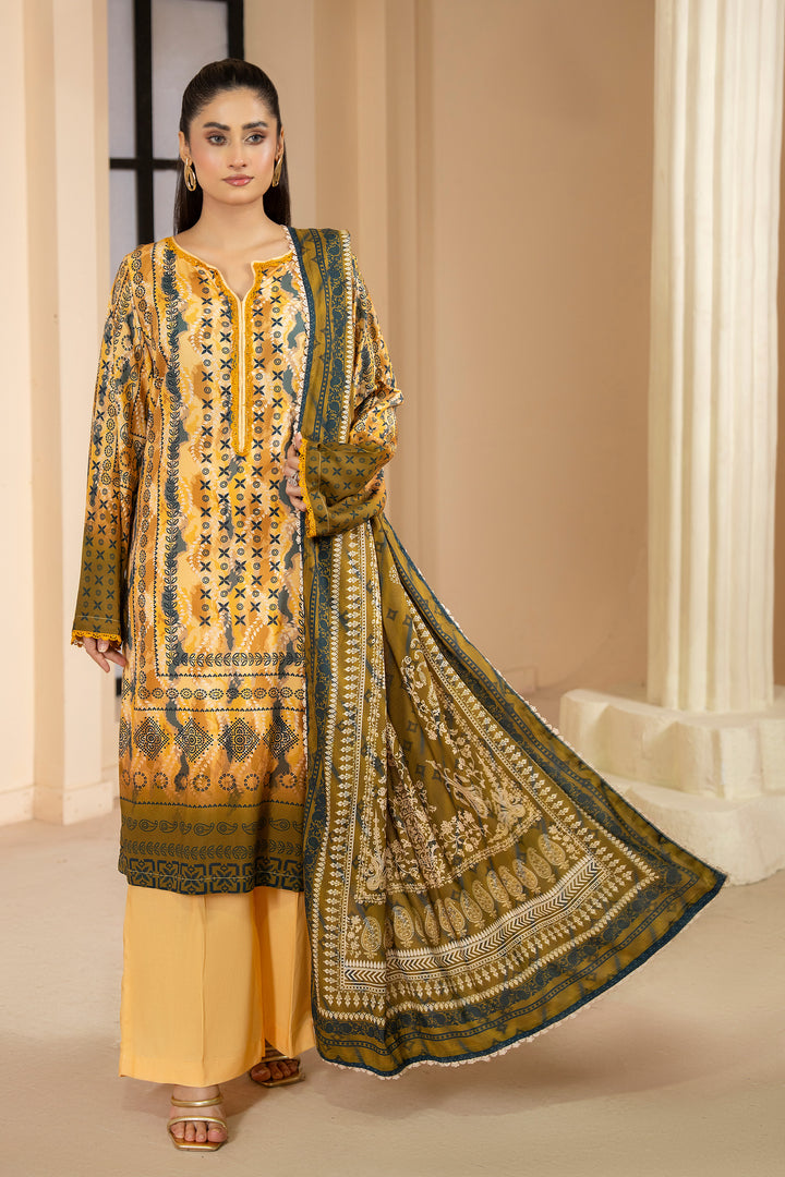 3 Piece Unstitched Apricot Premium Linen