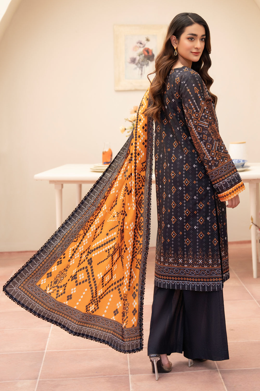 3 Piece Unstitched Black Premium Lawn - SU25V11-S3 - JACQUARD CLOTHING