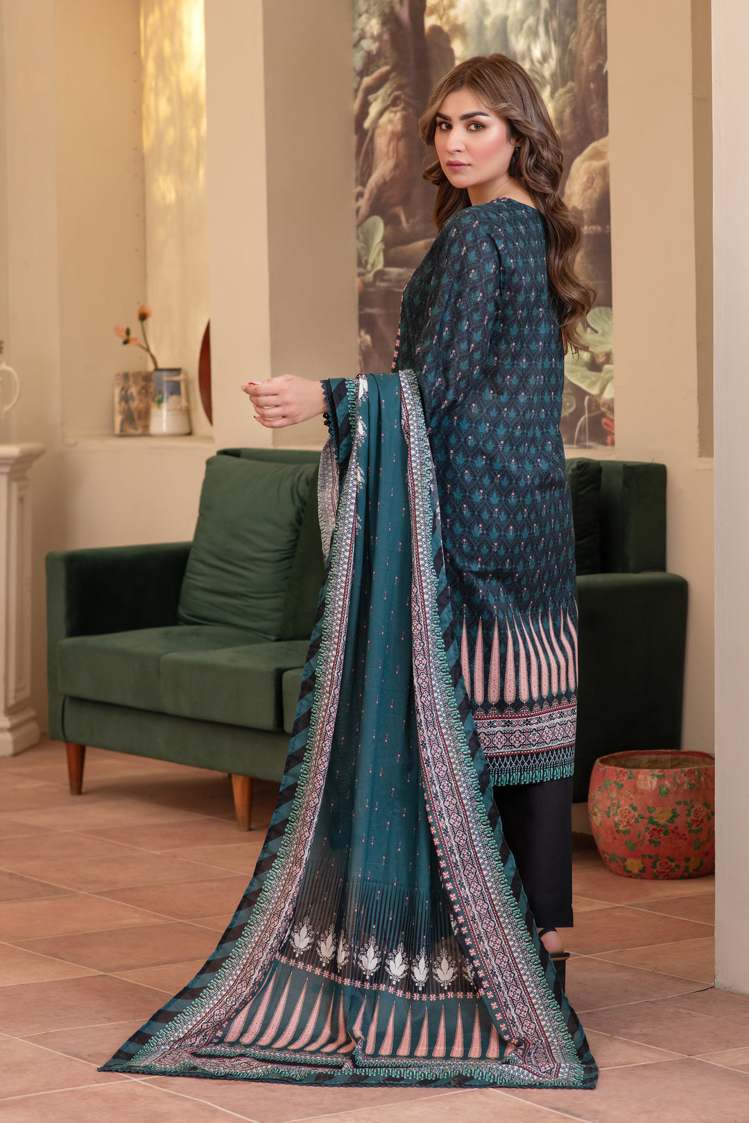 3 Piece Unstitched Black Premium Lawn - SU25V13-S10 - JACQUARD CLOTHING