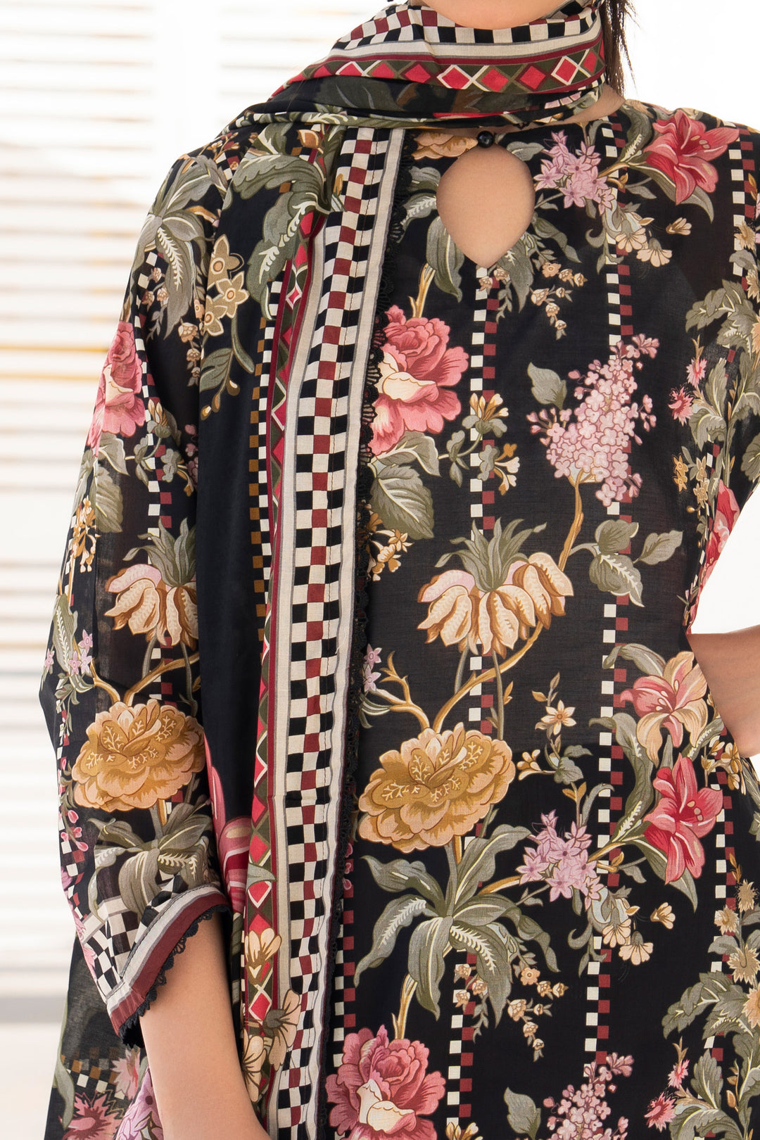 3 Piece Unstitched Black Premium Lawn - SU25V10-S10 - JACQUARD CLOTHING