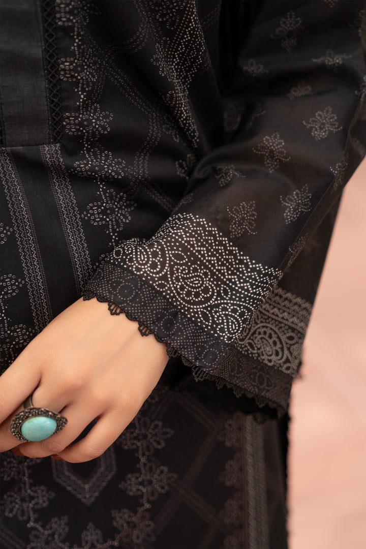 3 Piece Unstitched Chic Black Premium Lawn - SU25V12-S7 - JACQUARD CLOTHING