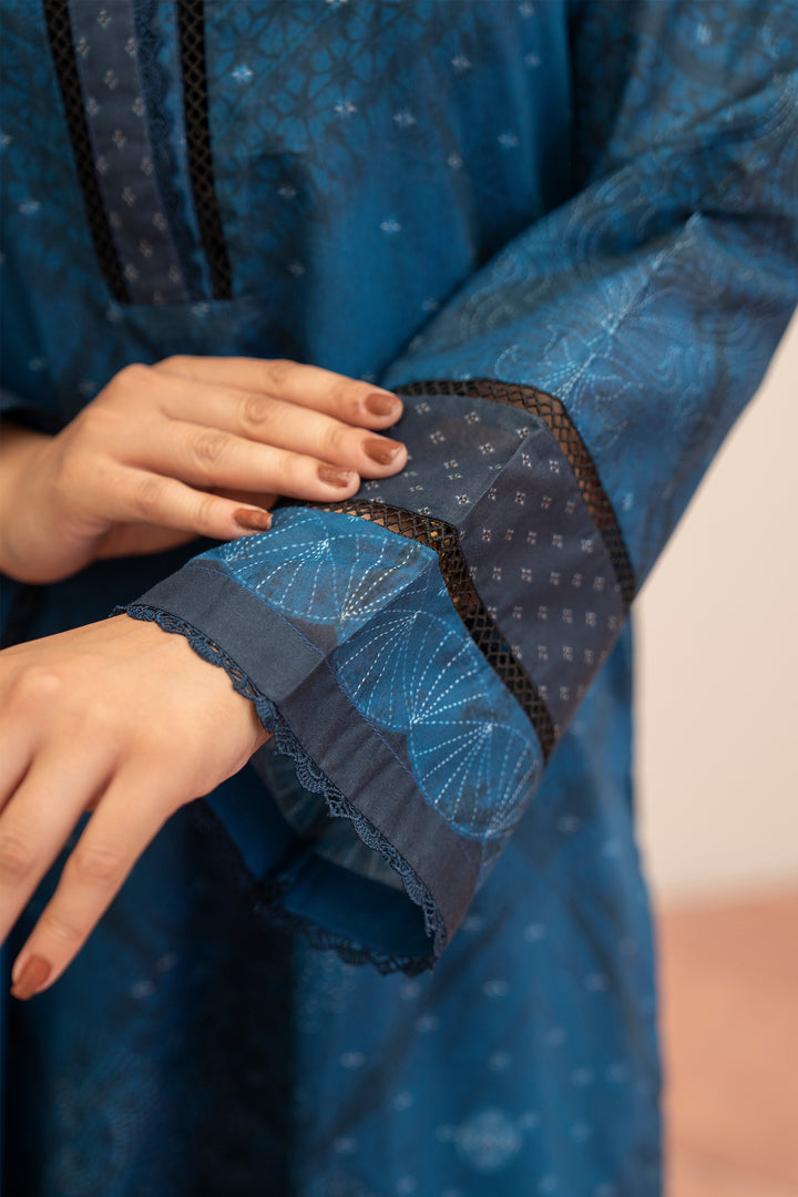 3 Piece Unstitched Cobalt Blue Premium Lawn - SU25V13-S6 - JACQUARD CLOTHING