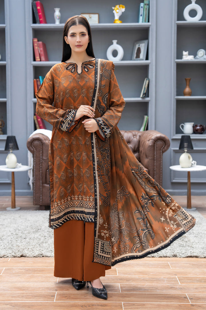 3 Piece Unstitched Copper Canyon Premium Linen