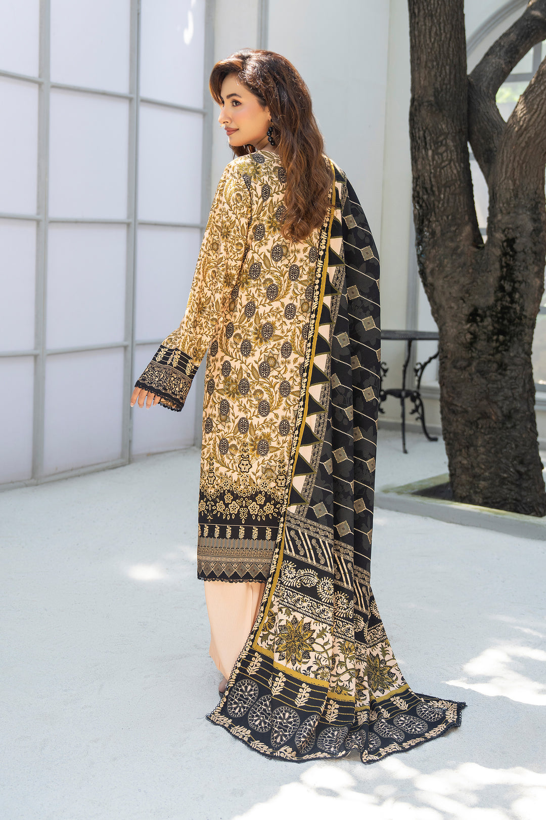 3 Piece Unstitched Dairy Cream Premium Linen