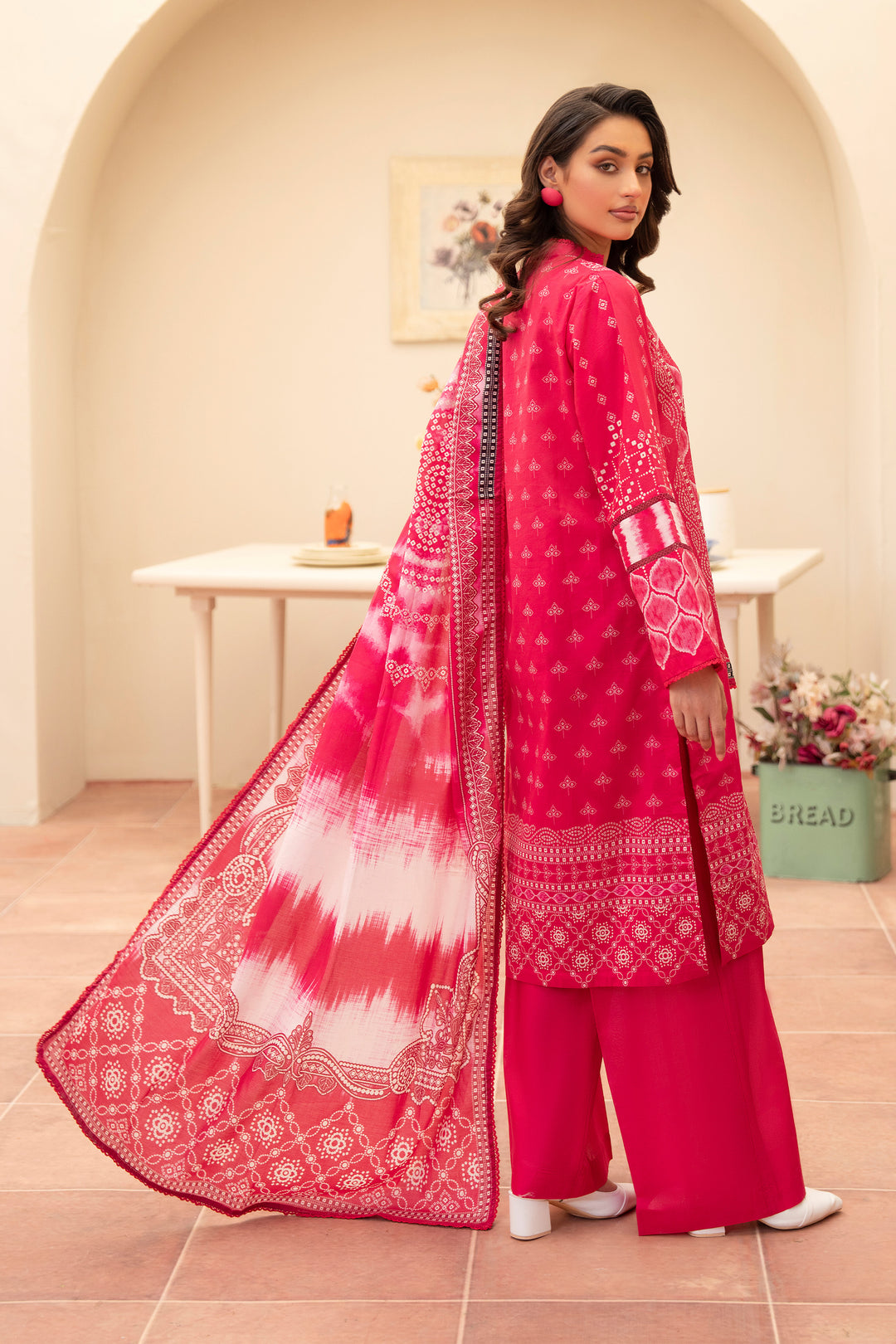 3 Piece Unstitched Deep Pink Premium Lawn - SU25V11-S8 - JACQUARD CLOTHING