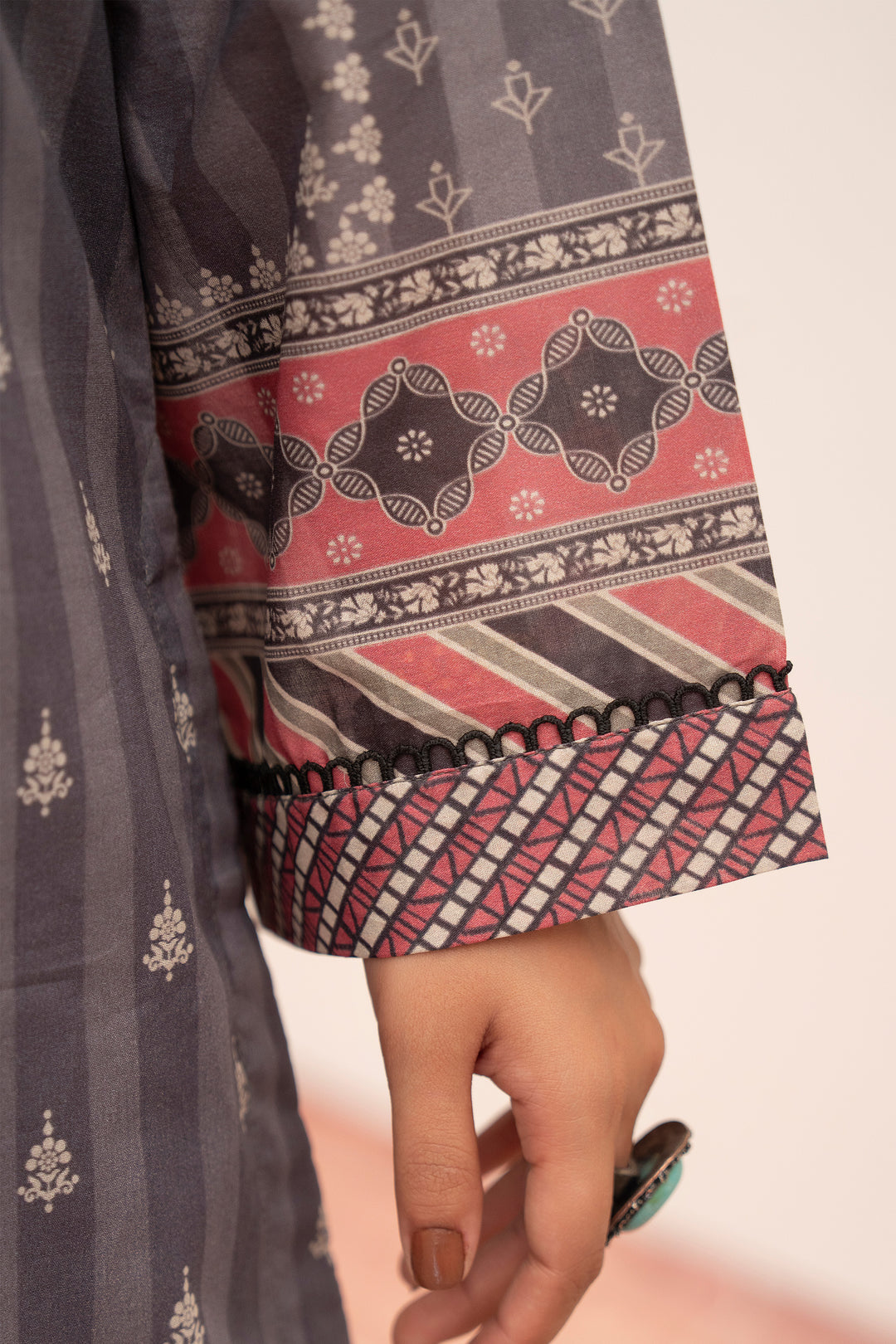 3 Piece Unstitched Grey Premium Lawn - SU25V13-S9 - JACQUARD CLOTHING