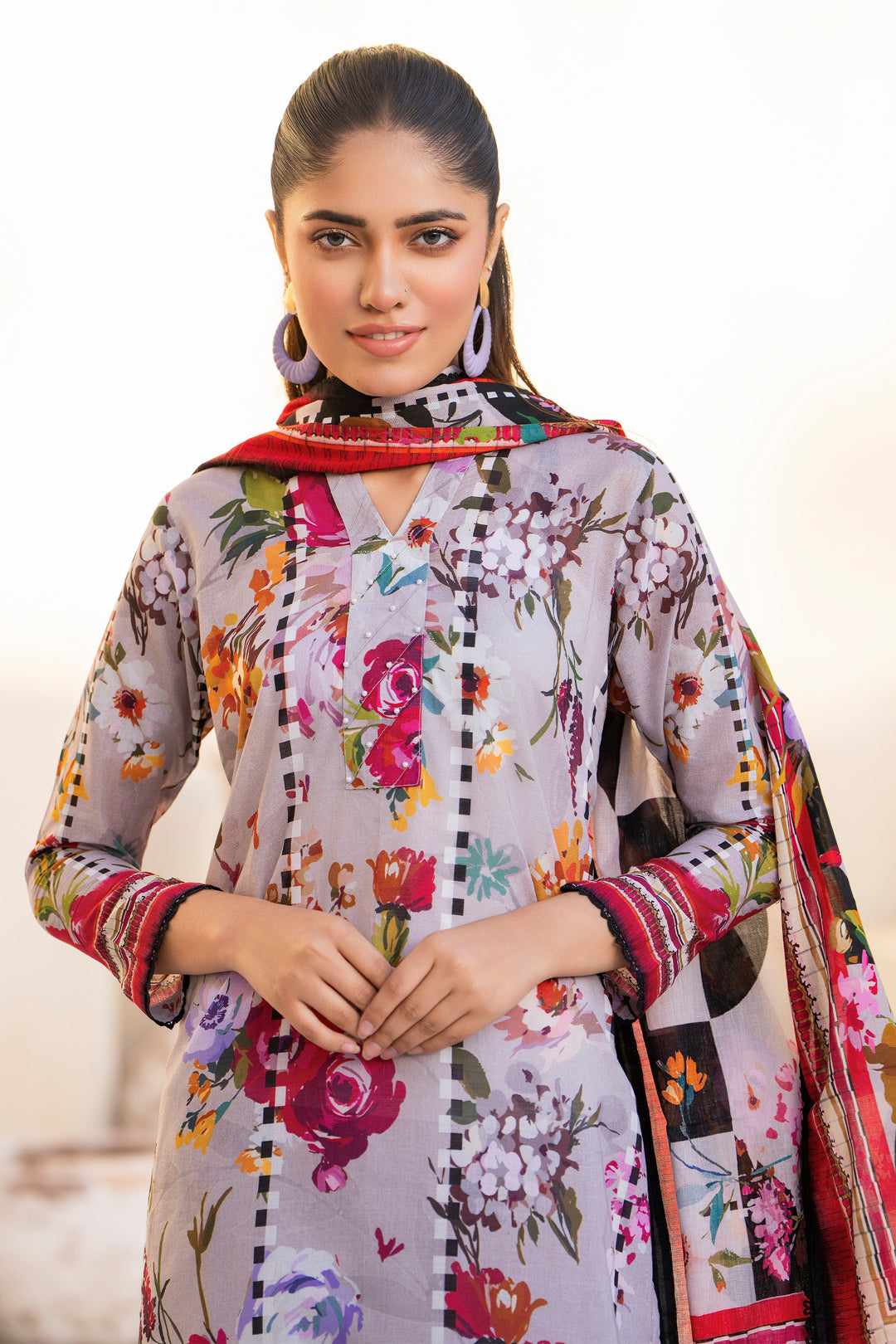 3 Piece Unstitched Lilac Premium Lawn - SU25V10-S4 - JACQUARD CLOTHING