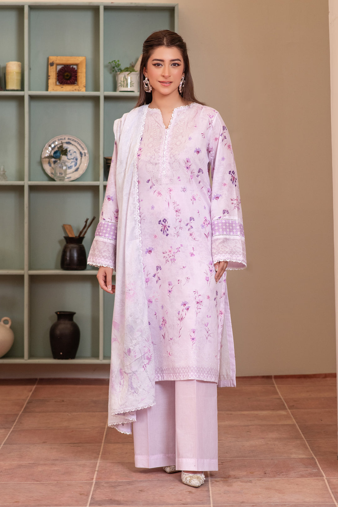3 Piece Unstitched Lilac Premium Lawn - SU25V15-S9 - JACQUARD CLOTHING