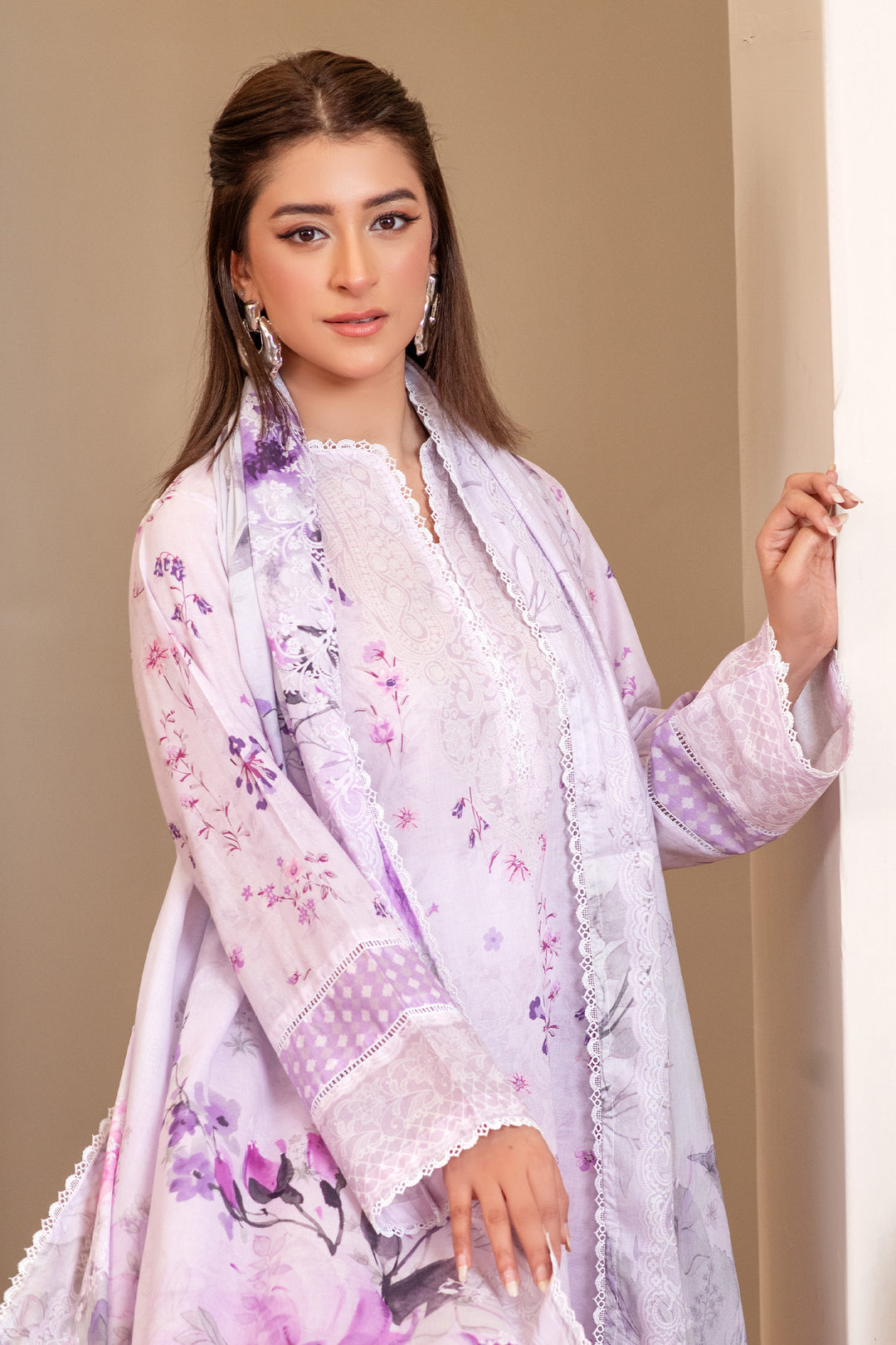3 Piece Unstitched Lilac Premium Lawn - SU25V15-S9 - JACQUARD CLOTHING