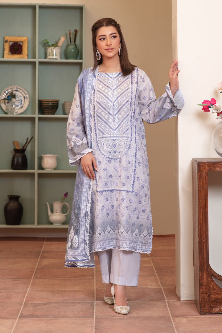 3 Piece Unstitched Mauve Premium Lawn - SU25V12-S1 - JACQUARD CLOTHING