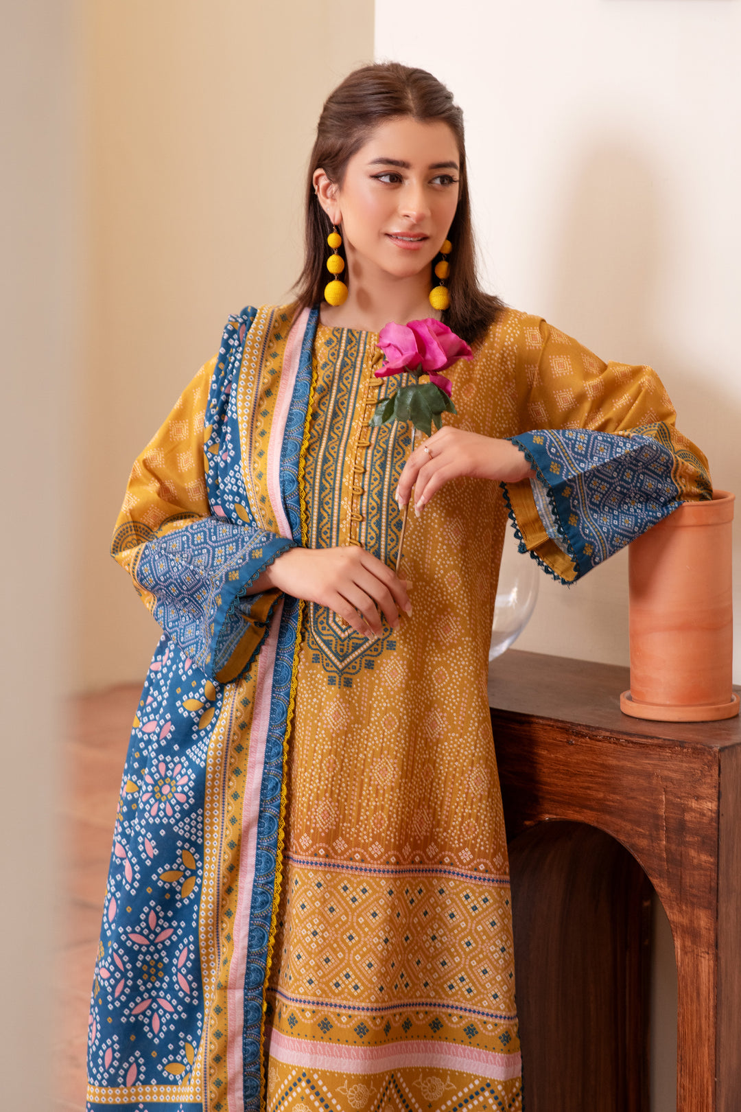 3 Piece Unstitched Mustard Premium Lawn - SU25V11-S7 - JACQUARD CLOTHING