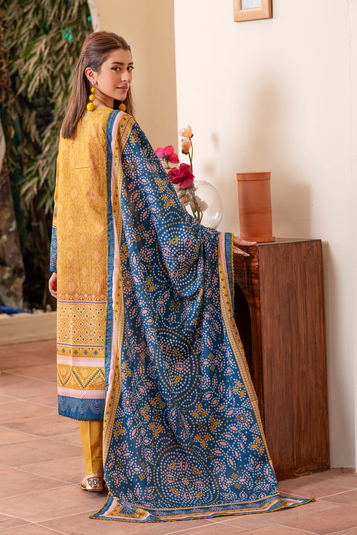 3 Piece Unstitched Mustard Premium Lawn - SU25V11-S7 - JACQUARD CLOTHING