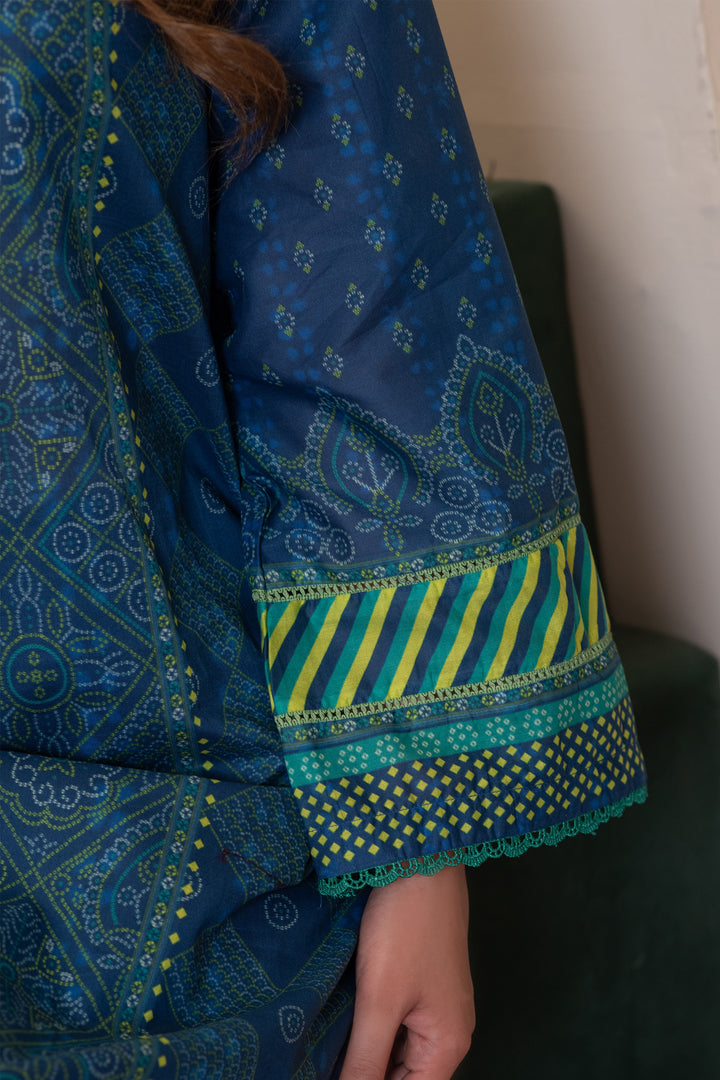 3 Piece Unstitched Navy Blue Premium Lawn - SU25V12-S4 - JACQUARD CLOTHING