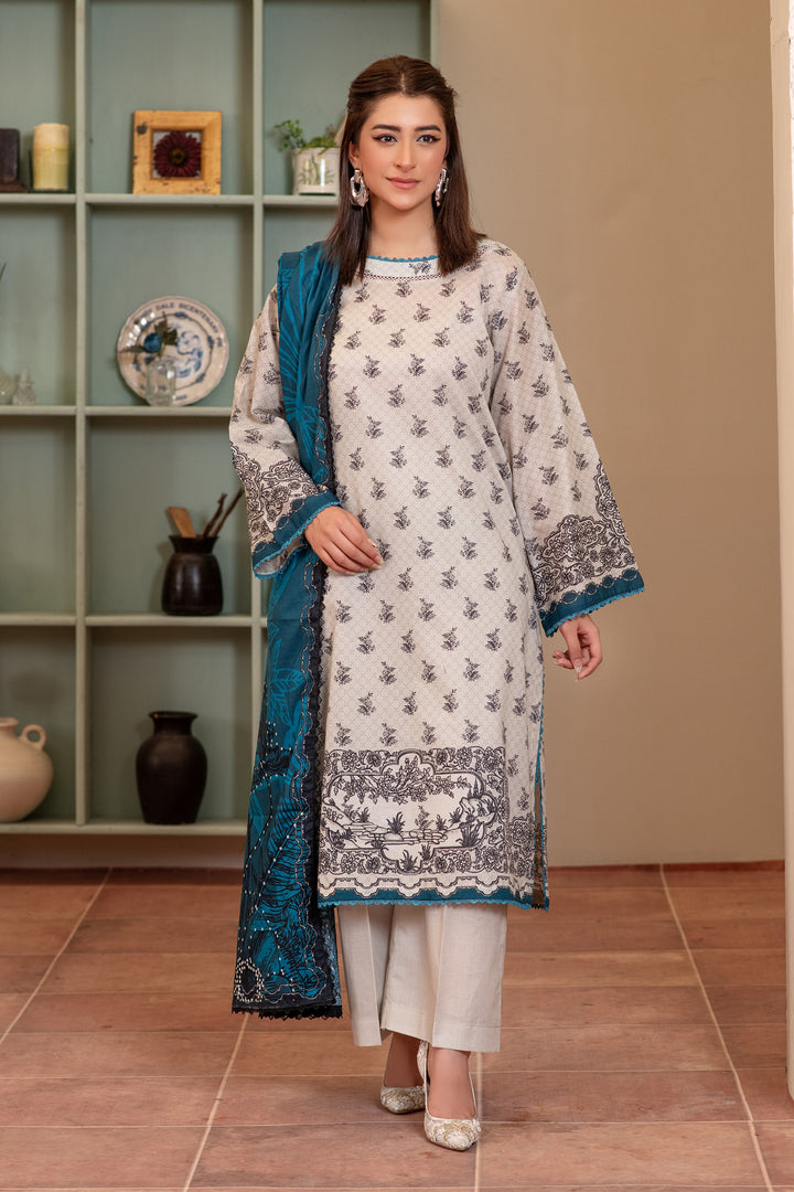 3 Piece Unstitched Oat Premium Lawn - SU25V13-S7 - JACQUARD CLOTHING