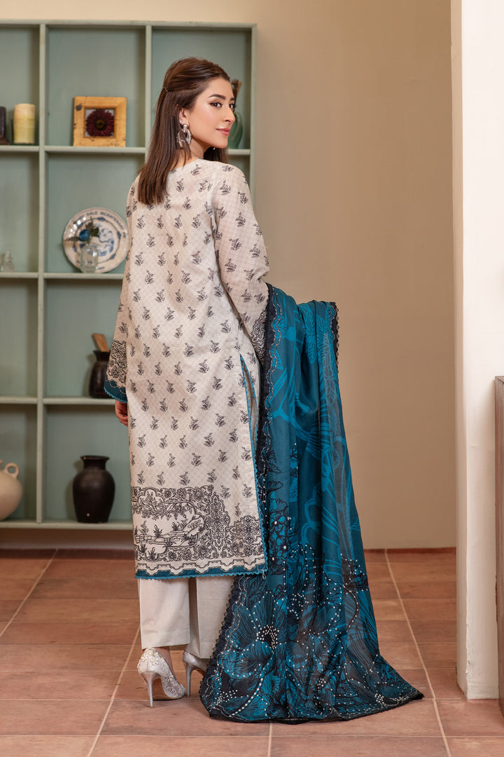 3 Piece Unstitched Oat Premium Lawn - SU25V13-S7 - JACQUARD CLOTHING