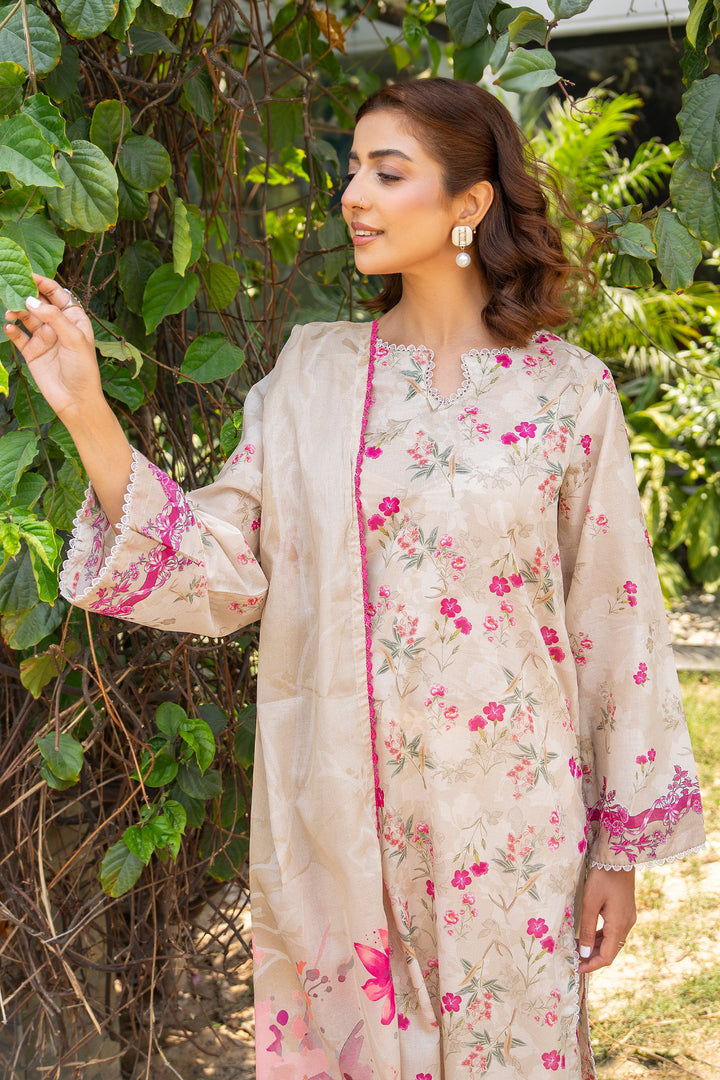 3 Piece Unstitched Off White Lawn - SU25V17-S5 - JACQUARD CLOTHING