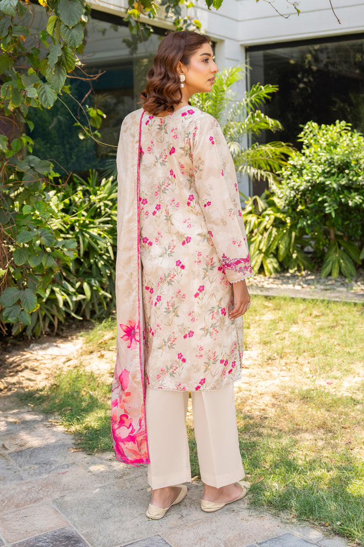 3 Piece Unstitched Off White Lawn - SU25V17-S5 - JACQUARD CLOTHING