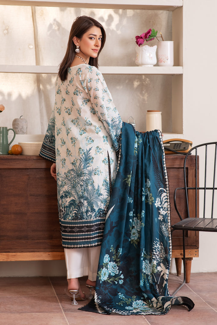 3 Piece Unstitched Off White Premium Lawn - SU25V13-S8 - JACQUARD CLOTHING