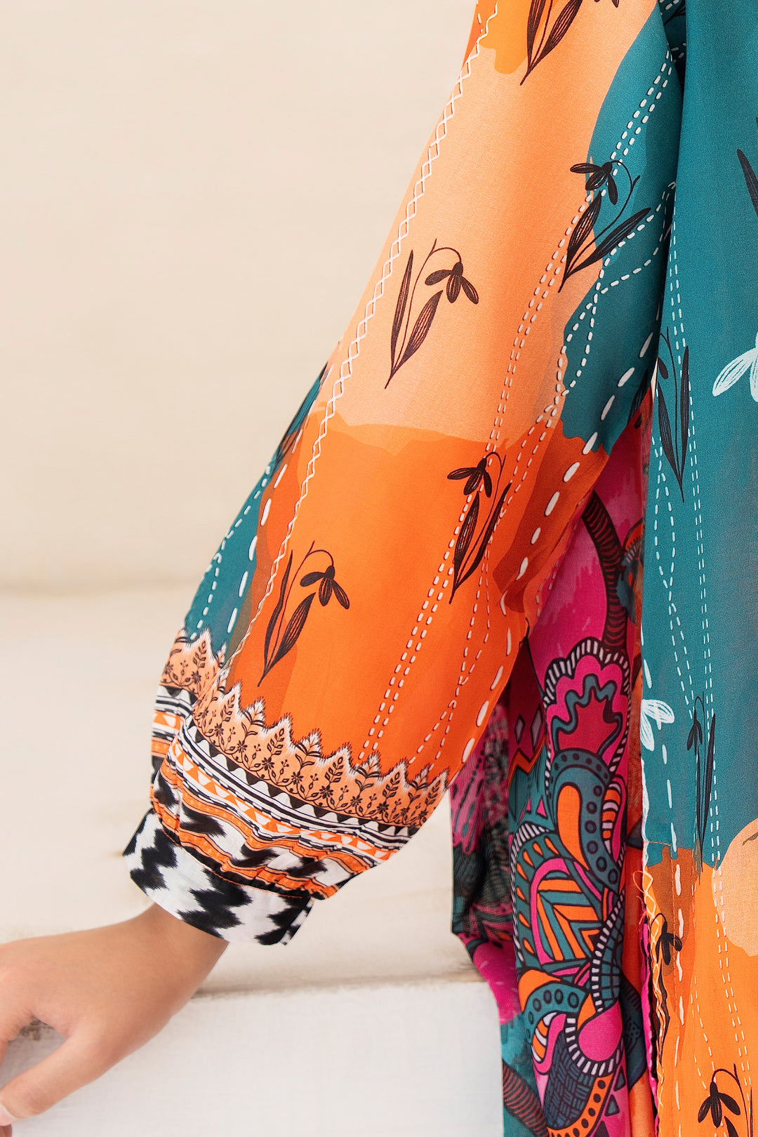 3 Piece Unstitched Orange Premium Lawn - SU25V10-S9 - JACQUARD CLOTHING