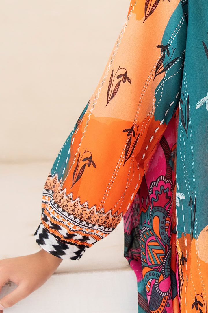 3 Piece Unstitched Orange Premium Lawn - SU25V10-S9 - JACQUARD CLOTHING
