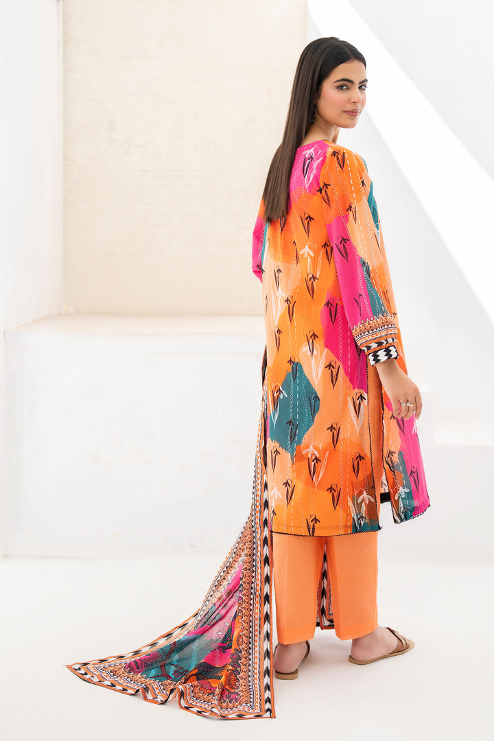 3 Piece Unstitched Orange Premium Lawn - SU25V10-S9 - JACQUARD CLOTHING