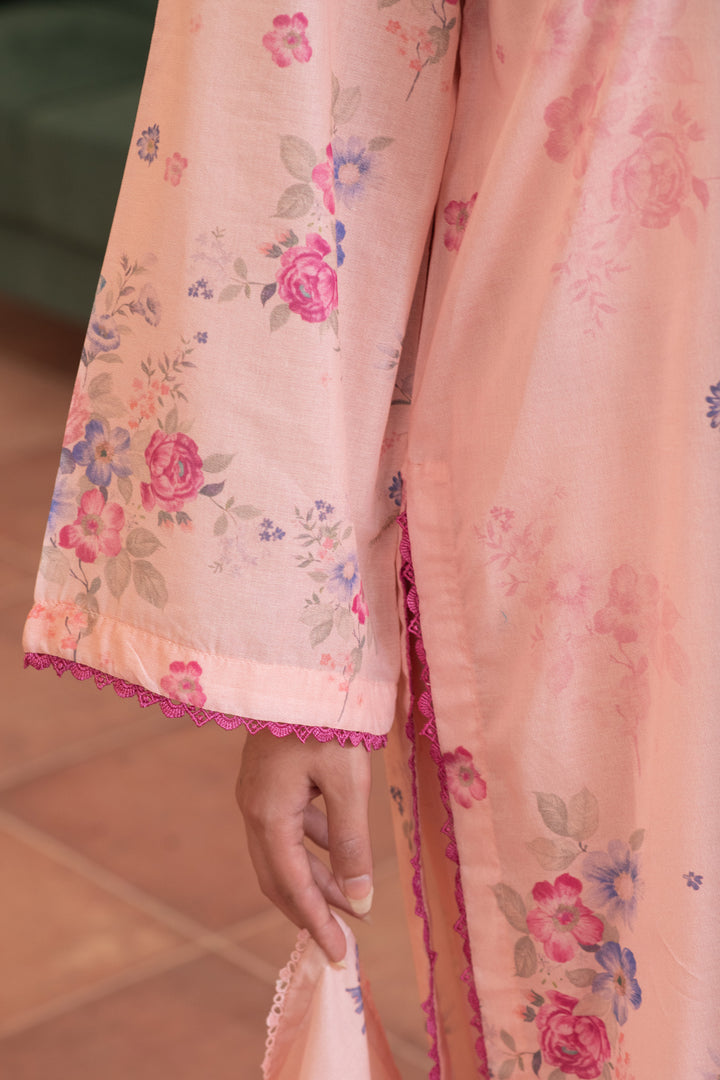 3 Piece Unstitched Peach Premium Lawn - SU25V15-S4 - JACQUARD CLOTHING