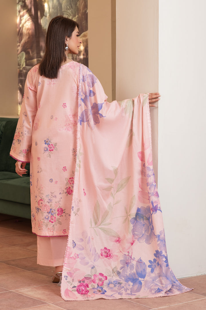 3 Piece Unstitched Peach Premium Lawn - SU25V15-S4 - JACQUARD CLOTHING