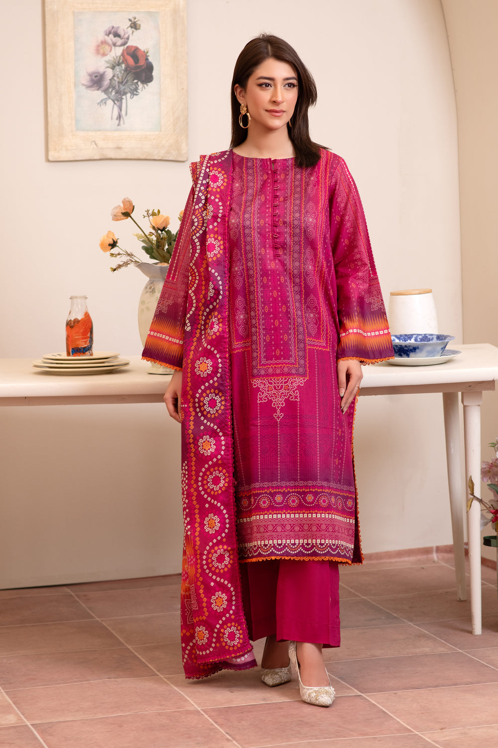 3 Piece Unstitched Raspberry Premium Lawn - SU25V11-S9 - JACQUARD CLOTHING