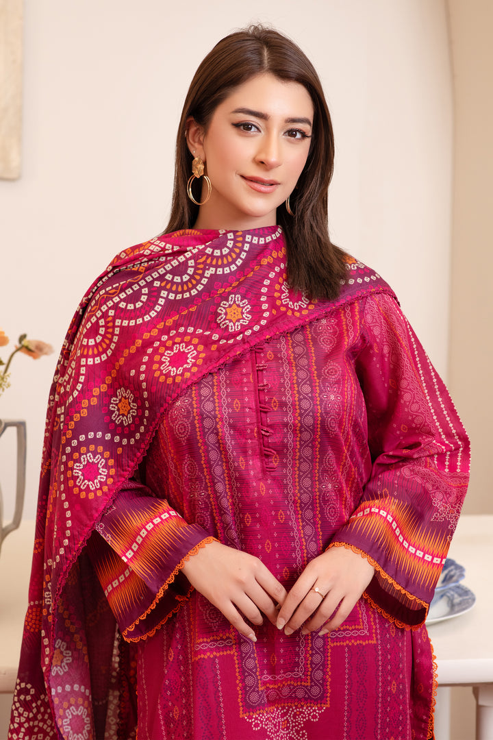 3 Piece Unstitched Raspberry Premium Lawn - SU25V11-S9 - JACQUARD CLOTHING