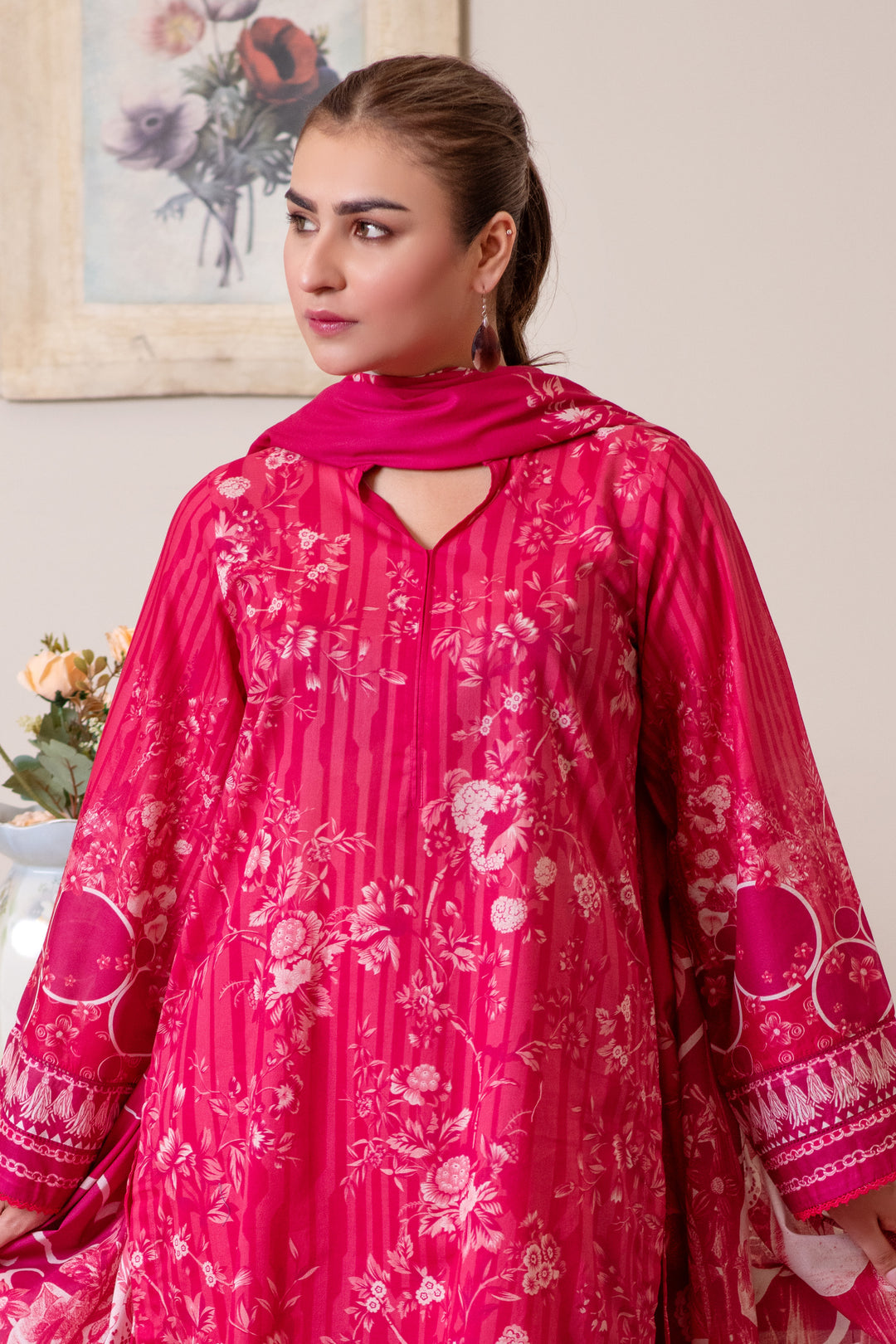 3 Piece Unstitched Raspberry Premium Lawn - SU25V13-S2 - JACQUARD CLOTHING