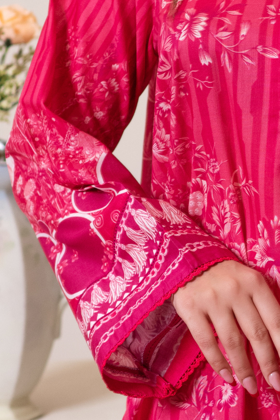 3 Piece Unstitched Raspberry Premium Lawn - SU25V13-S2 - JACQUARD CLOTHING