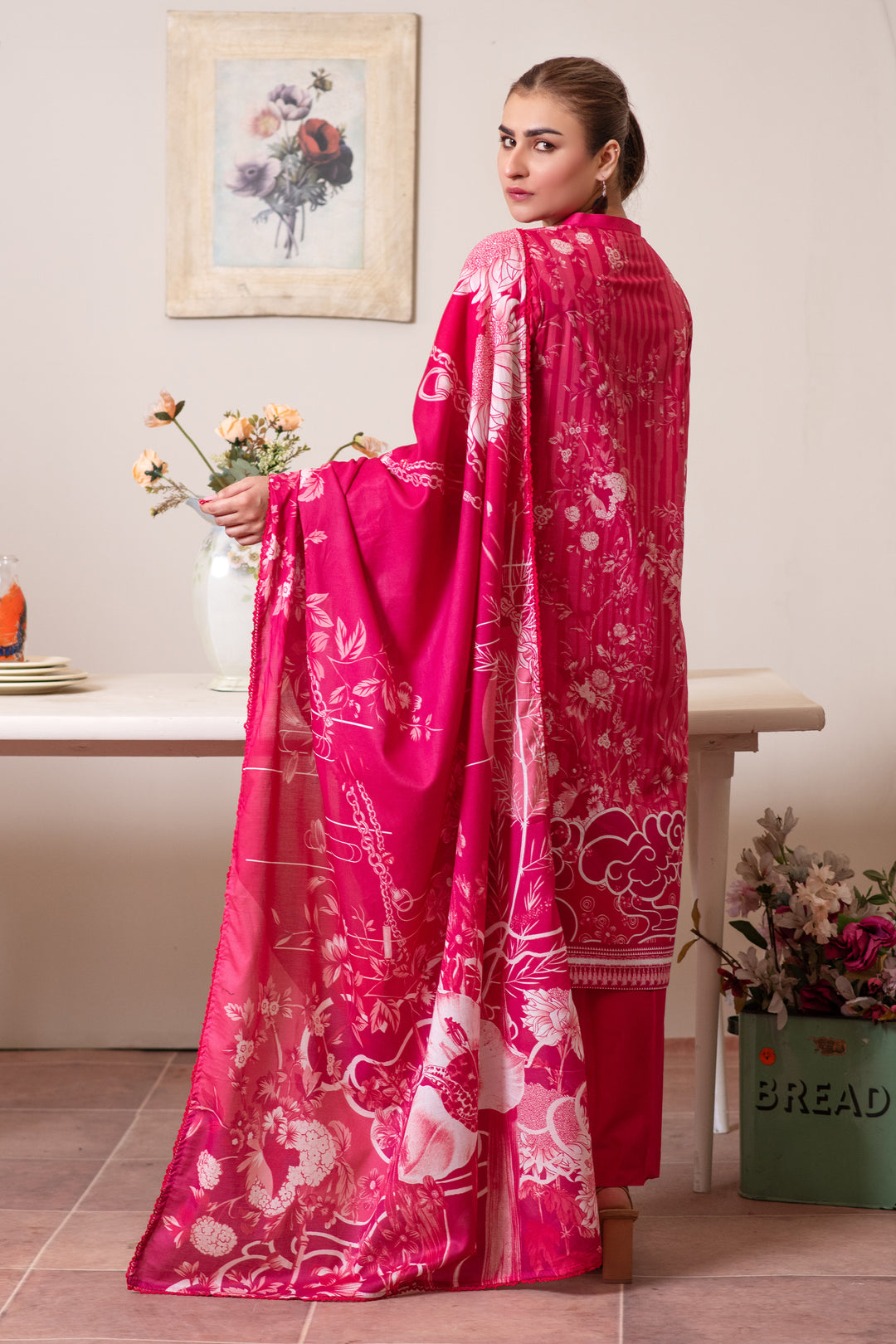 3 Piece Unstitched Raspberry Premium Lawn - SU25V13-S2 - JACQUARD CLOTHING