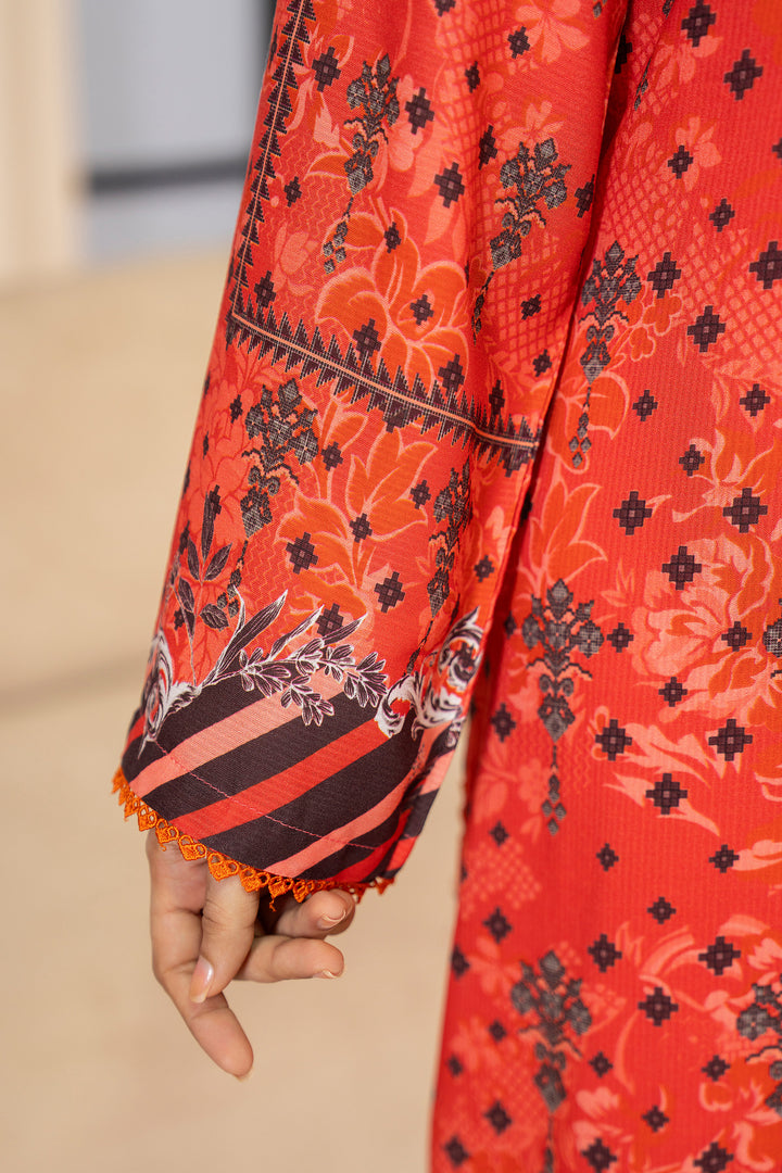 3 Piece Unstitched Sunset Orange Premium Linen