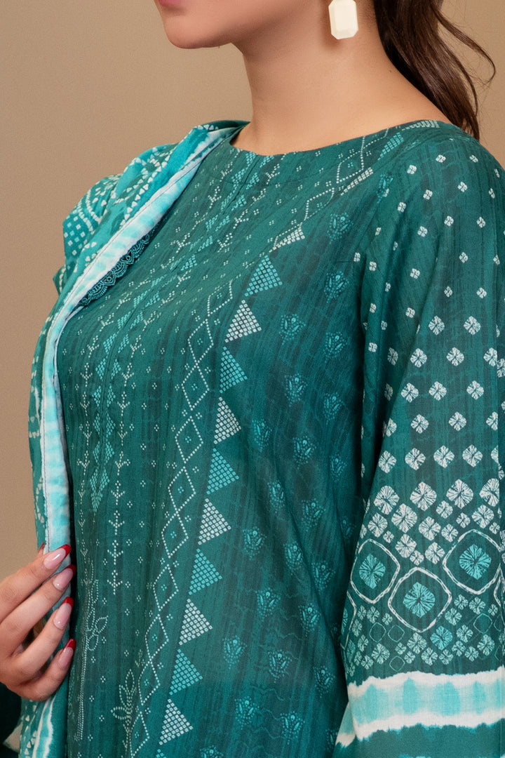 3 Piece Unstitched Teal Premium Lawn - SU25V11-S6 - JACQUARD CLOTHING