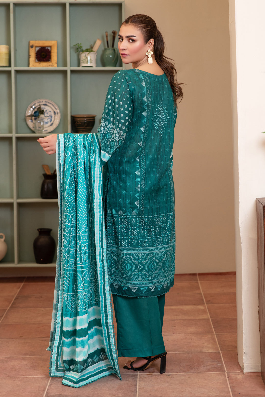 3 Piece Unstitched Teal Premium Lawn - SU25V11-S6 - JACQUARD CLOTHING
