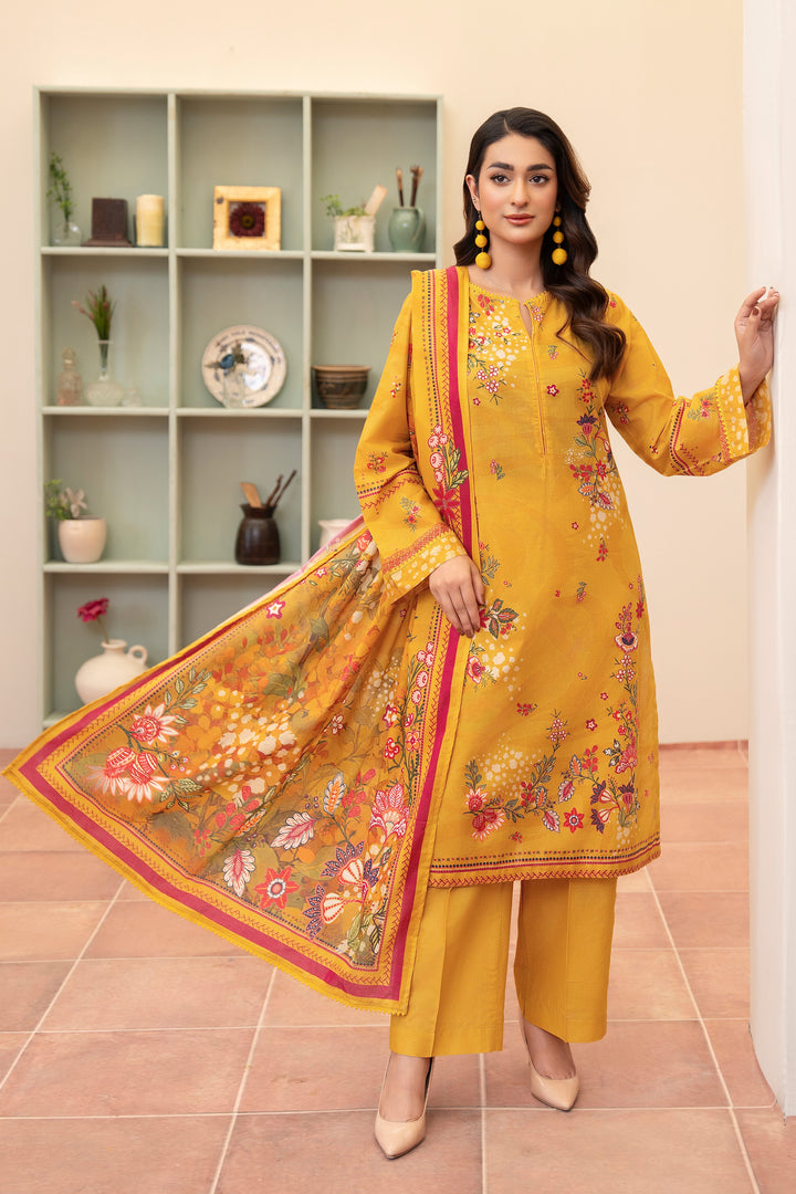 3 Piece Unstitched Turmeric Premium Lawn - SU25V15-S10 - JACQUARD CLOTHING