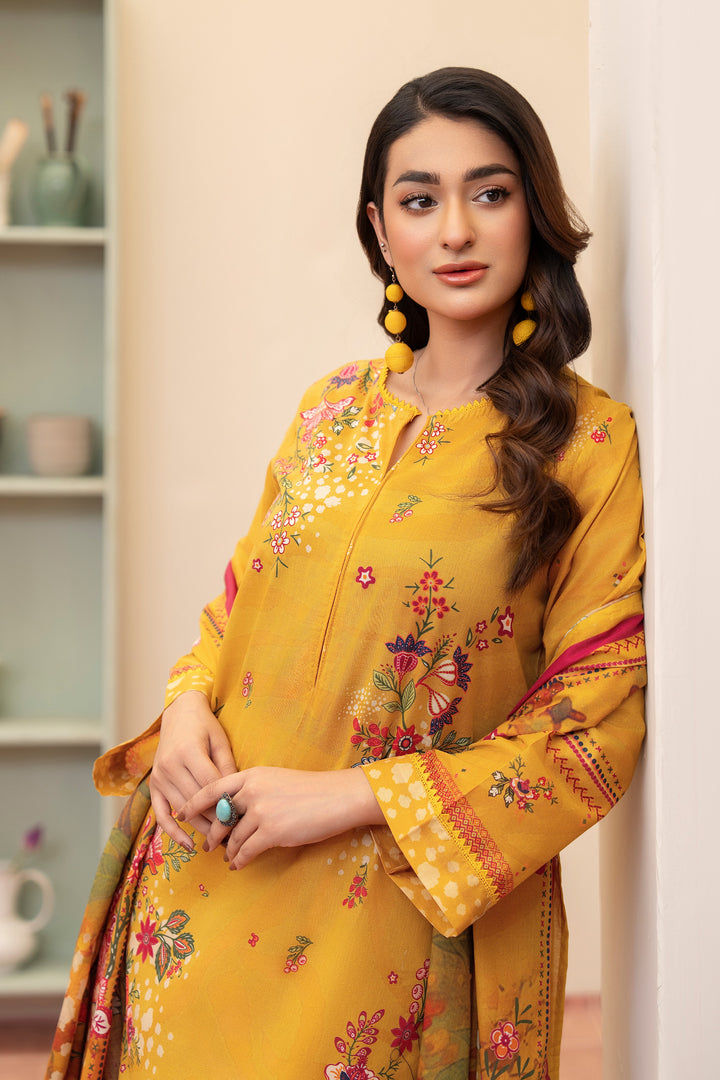 3 Piece Unstitched Turmeric Premium Lawn - SU25V15-S10 - JACQUARD CLOTHING