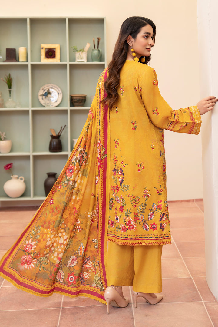 3 Piece Unstitched Turmeric Premium Lawn - SU25V15-S10 - JACQUARD CLOTHING