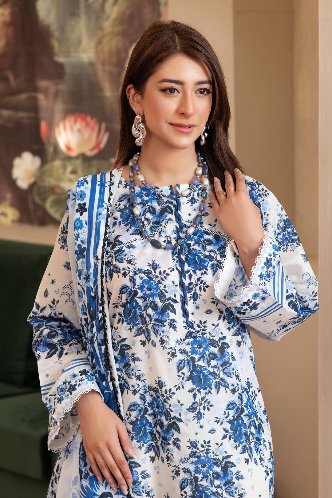 3 Piece Unstitched White Premium Lawn - SU25V15-S1 - JACQUARD CLOTHING
