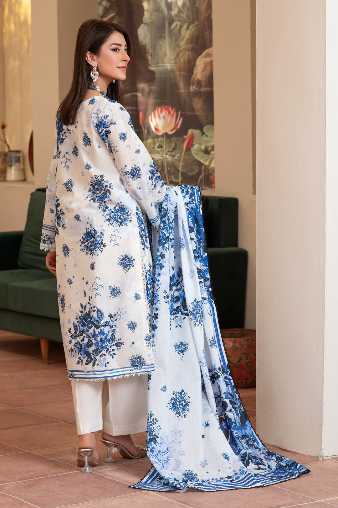 3 Piece Unstitched White Premium Lawn - SU25V15-S1 - JACQUARD CLOTHING
