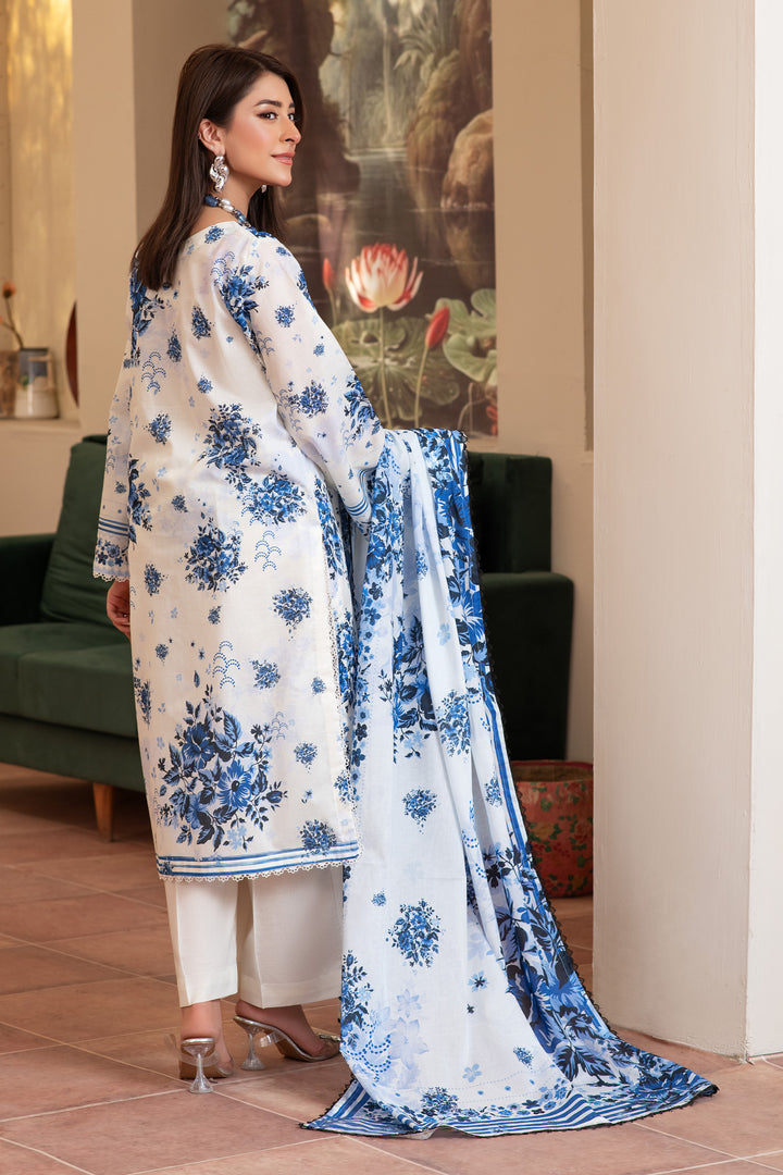 3 Piece Unstitched White Premium Lawn - SU25V15-S1 - JACQUARD CLOTHING