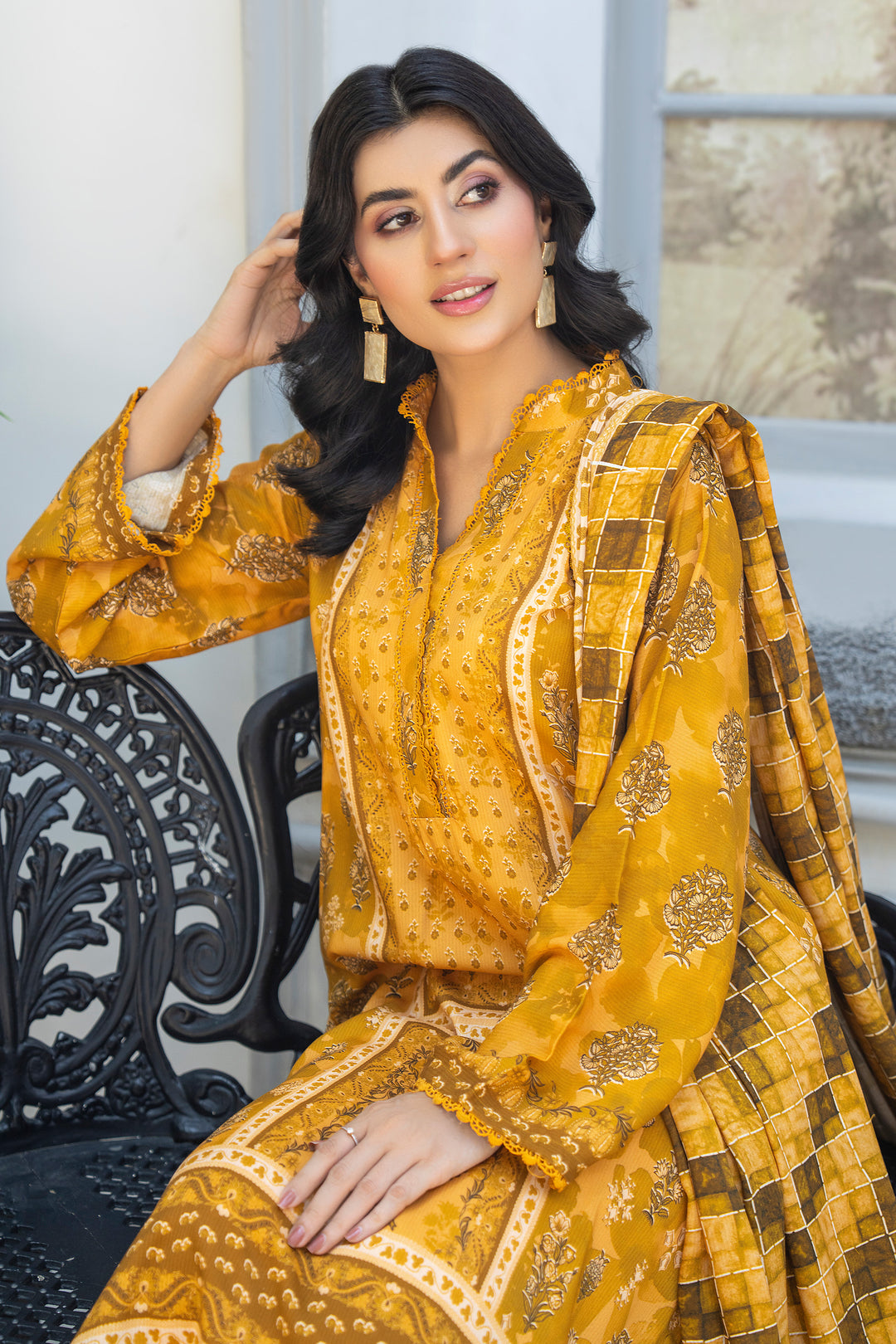 3 Piece Unstitched Yellow Premium Linen