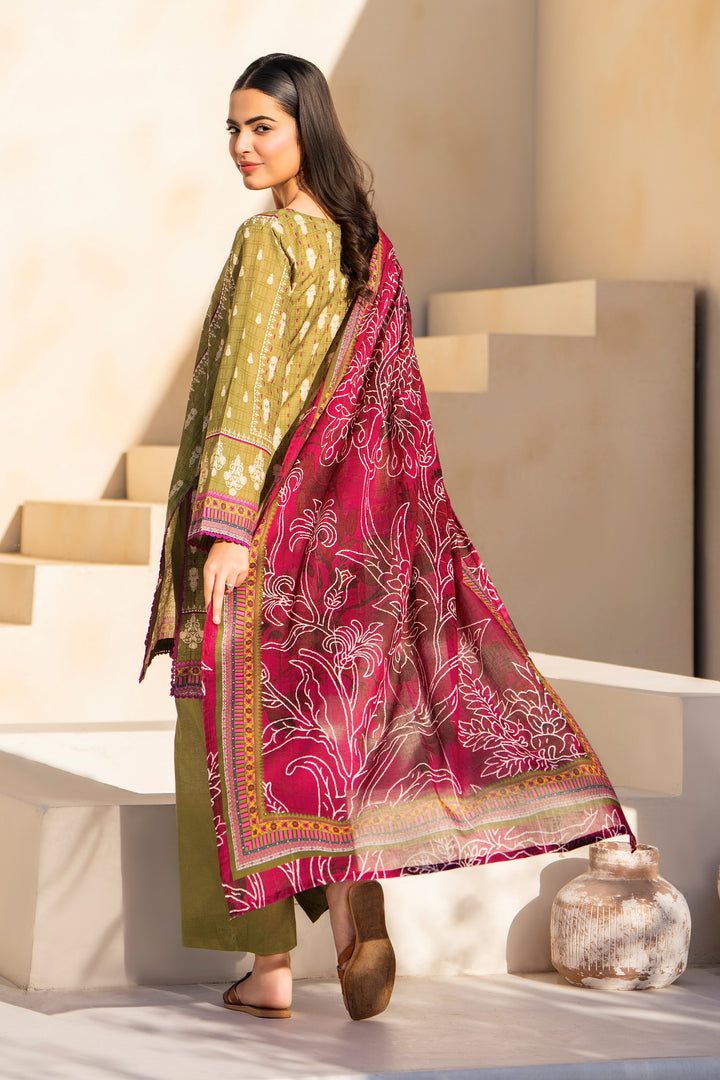 3 Piece Unstitched Olive Premium Lawn