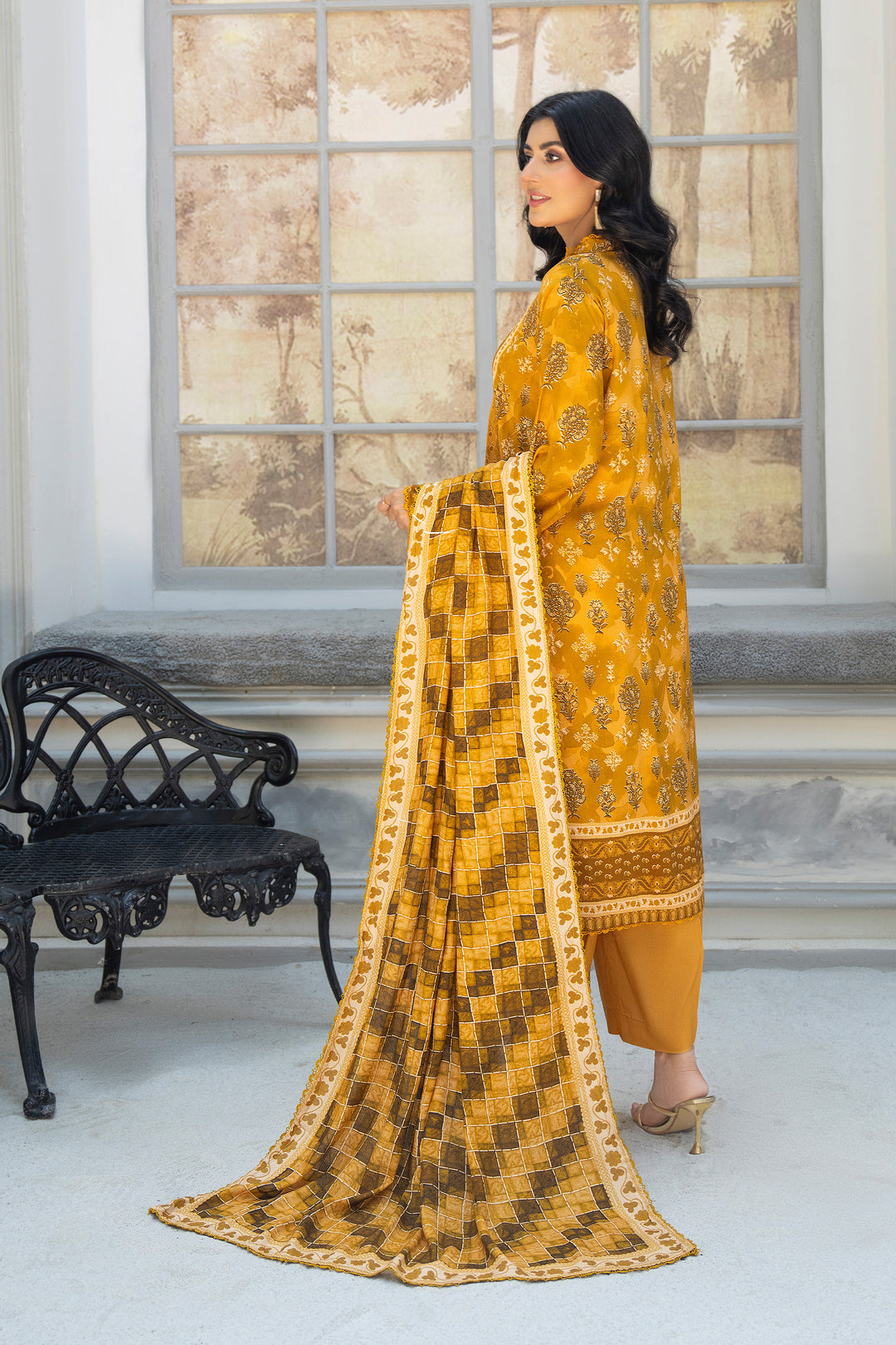 3 Piece Unstitched Yellow Premium Linen