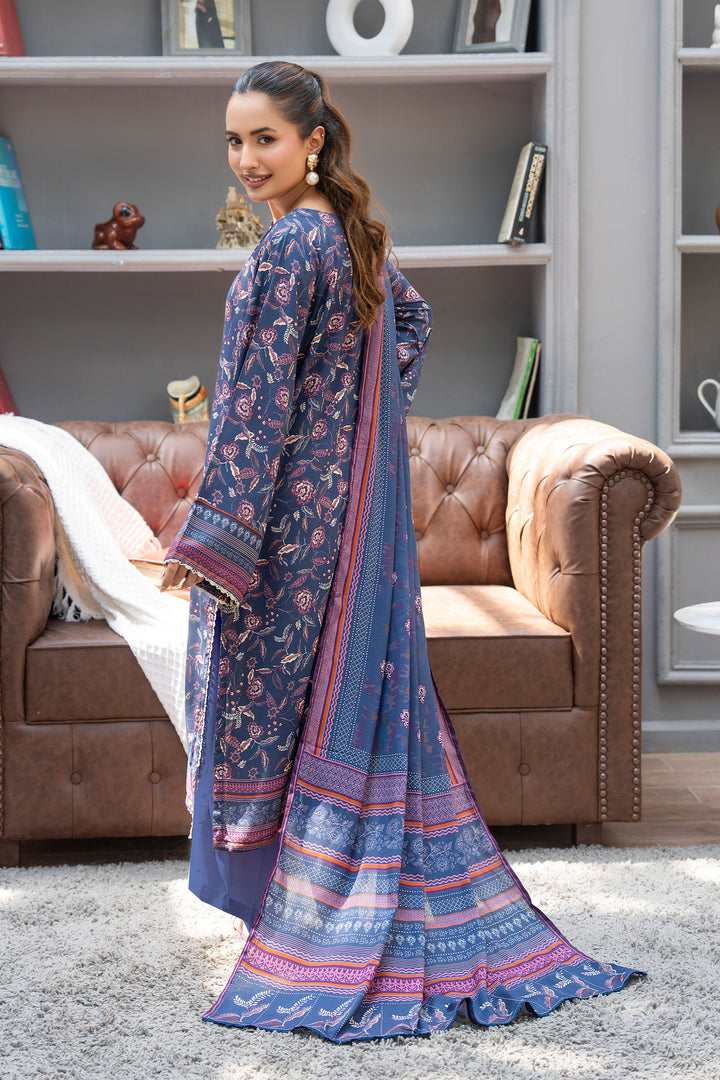 3 Piece Unstitched Dusky Blue Premium Linen