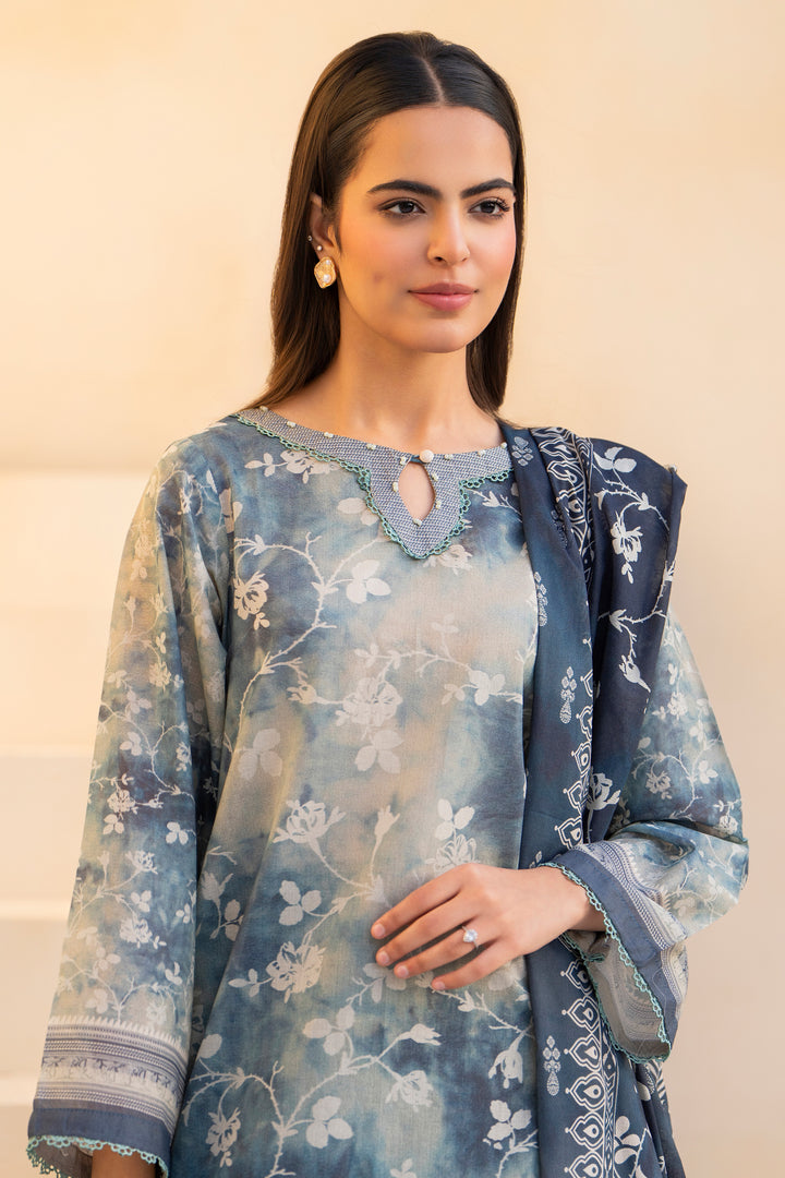 Davy Gray 3 Piece Unstitched Premium Lawn - SU25V2-S10 - JACQUARD CLOTHING